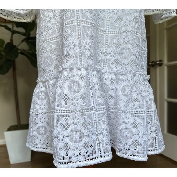 Kate Spade Women's Crochet Lace Flounce Shift Dress $428 White Sz 8 - Picture 6 of 11